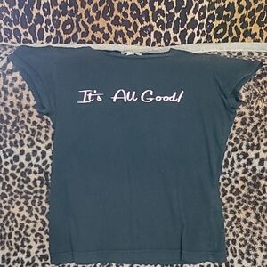 Black Graphic T-Shirt with Pink Text